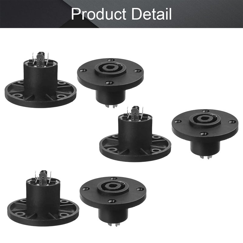 Fielect 6Pcs SpeakOn Panel Mount Socket Round, 4 Pole Audio Speaker Twist Lock Female Speakon LY-KNT041 - Image 4